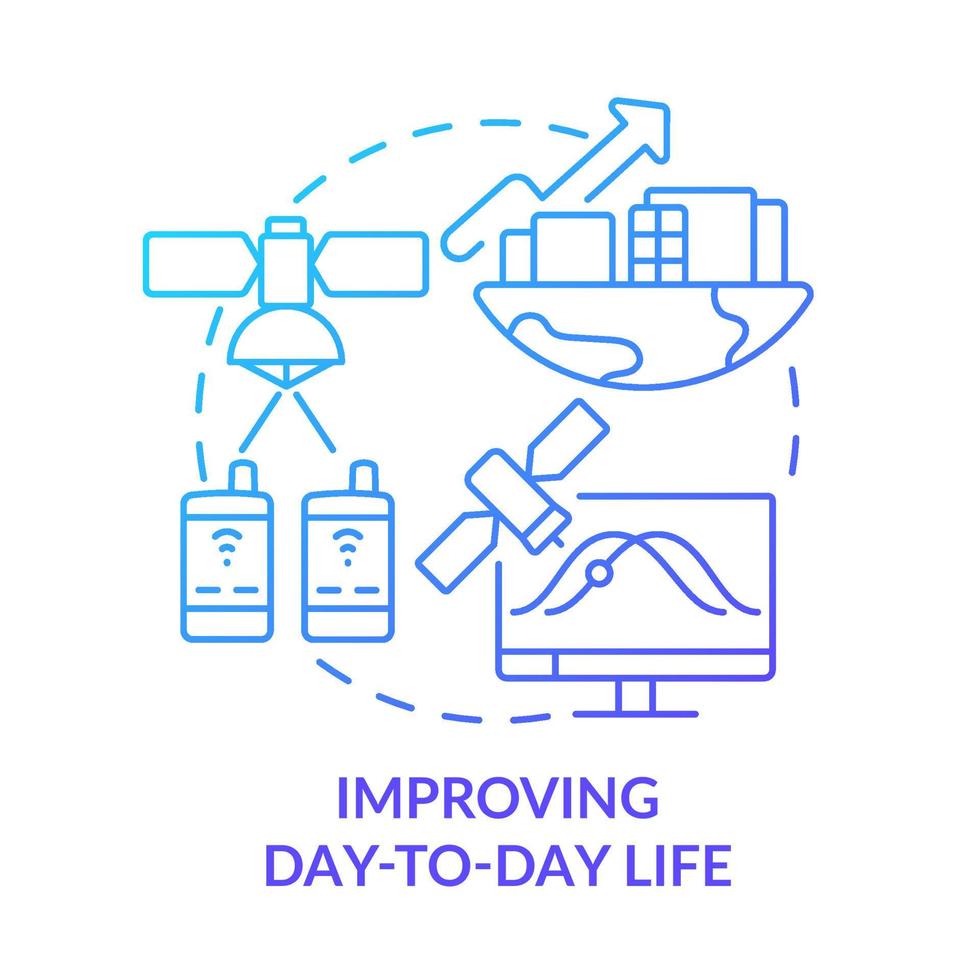 Improving day to day life blue gradient concept icon vector