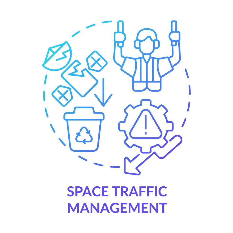 Space traffic management blue gradient concept icon vector