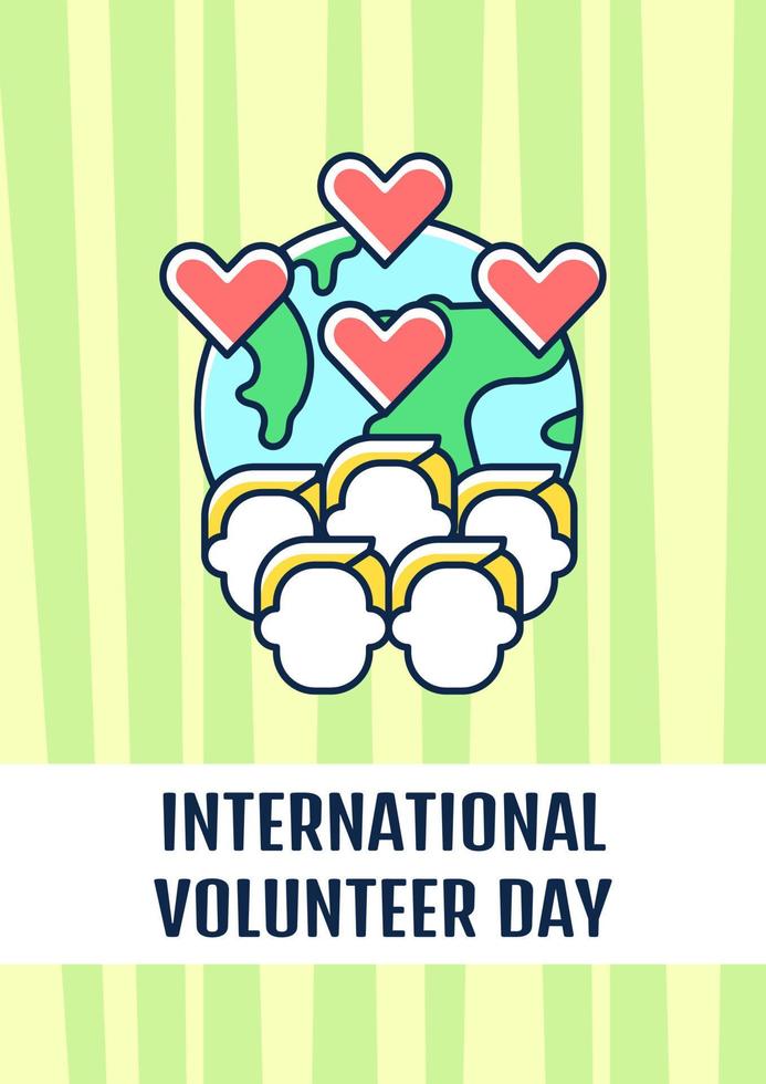 National volunteer week greeting card with color icon element. Charity activities. Postcard vector design. Decorative flyer with creative illustration. Notecard with congratulatory message