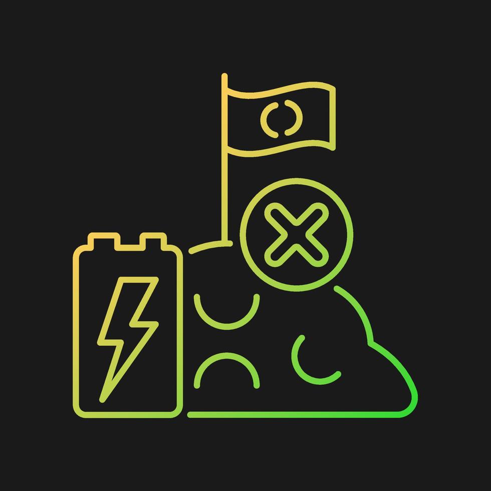 No battery landfills gradient vector icon for dark theme. Improper waste disposal. Accumulator hazardous chemicals leak. Thin line color symbol. Modern style pictogram. Vector isolated outline drawing