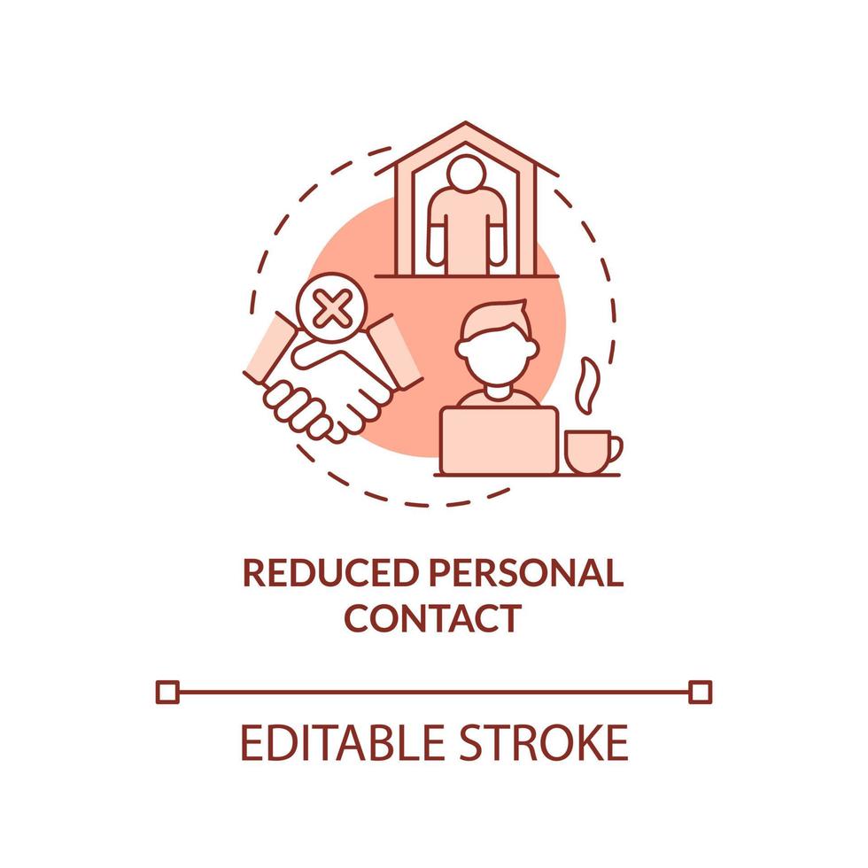 Reduced personal contact terracotta concept icon vector