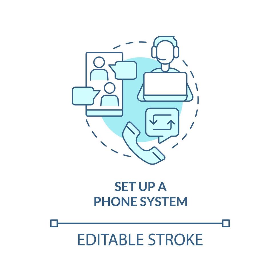 Set up phone system turquoise concept icon vector