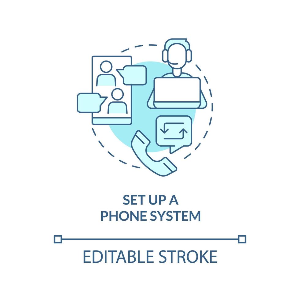 configurar el icono del concepto turquesa del sistema telefónico vector