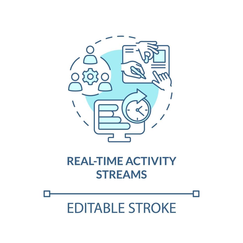 Real time activity streams turquoise concept icon vector
