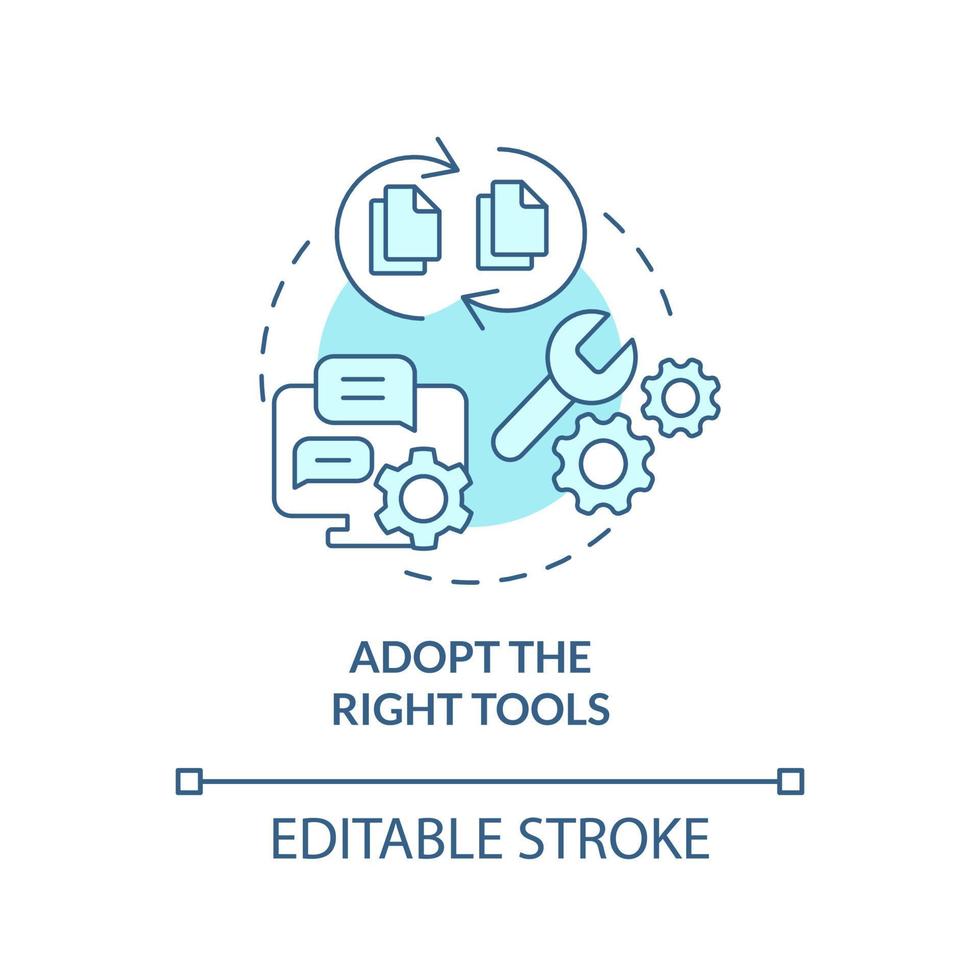 Adopt right tools turquoise concept icon vector