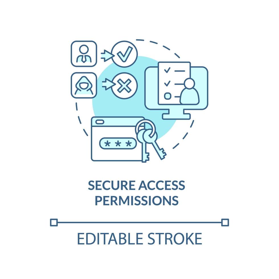 Secure access permissions turquoise concept icon vector
