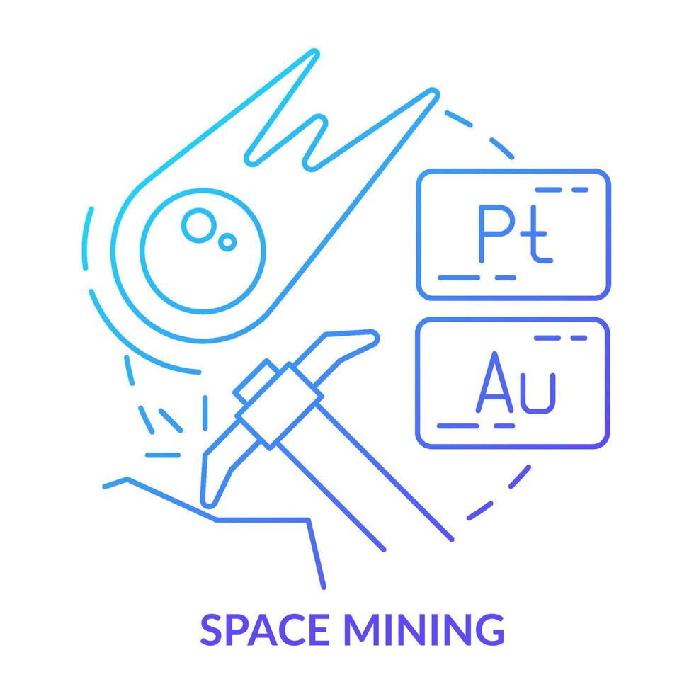 Space mining blue gradient concept icon vector