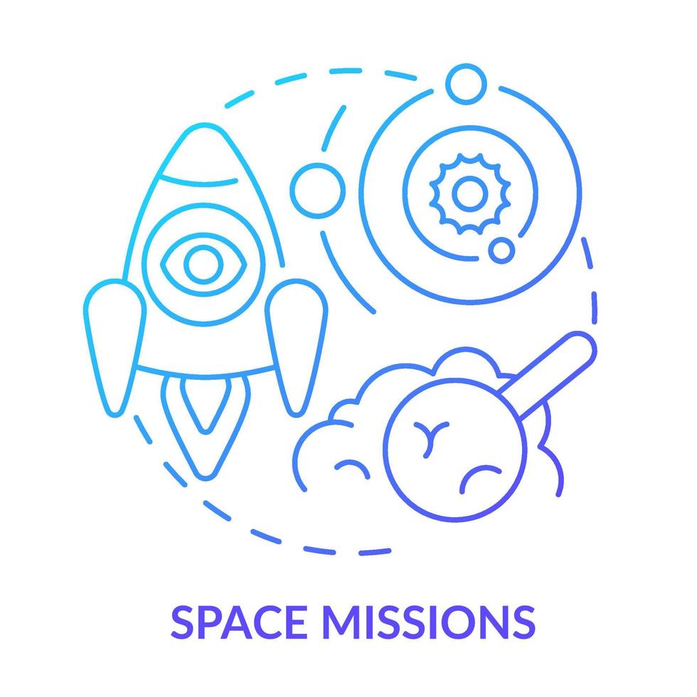 Space missions blue gradient concept icon vector