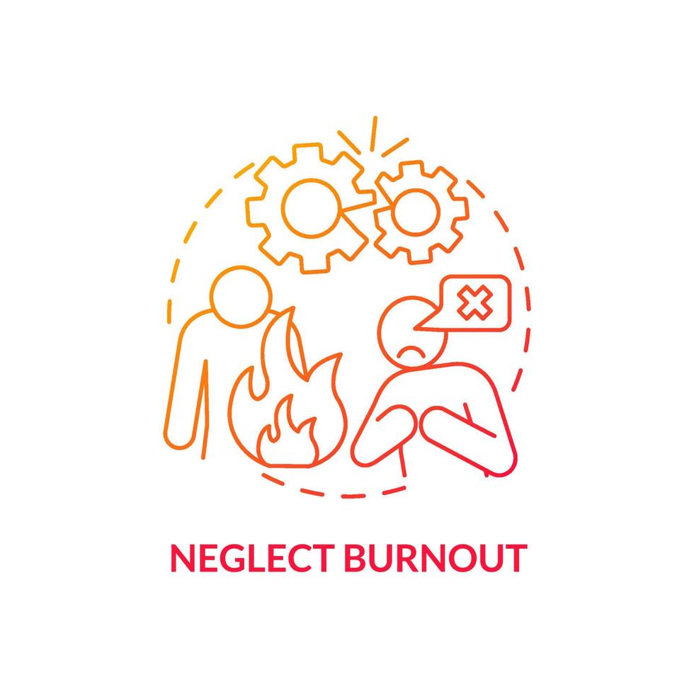 Neglect burnout red gradient concept icon vector