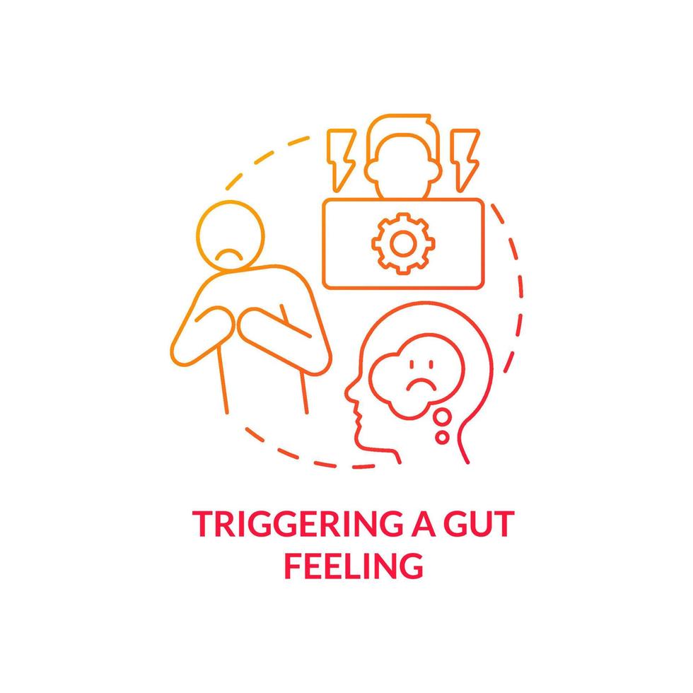 Triggering gut feeling red gradient concept icon vector