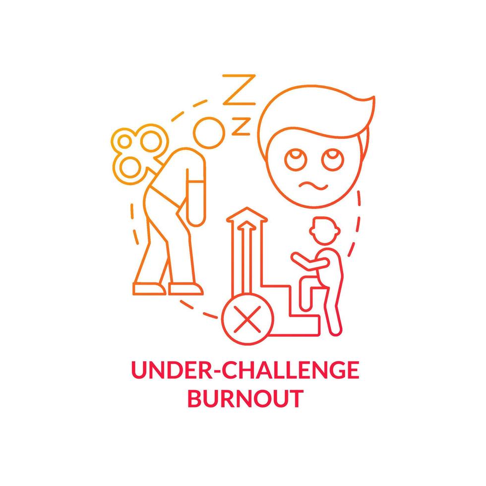 Under challenge burnout red gradient concept icon vector
