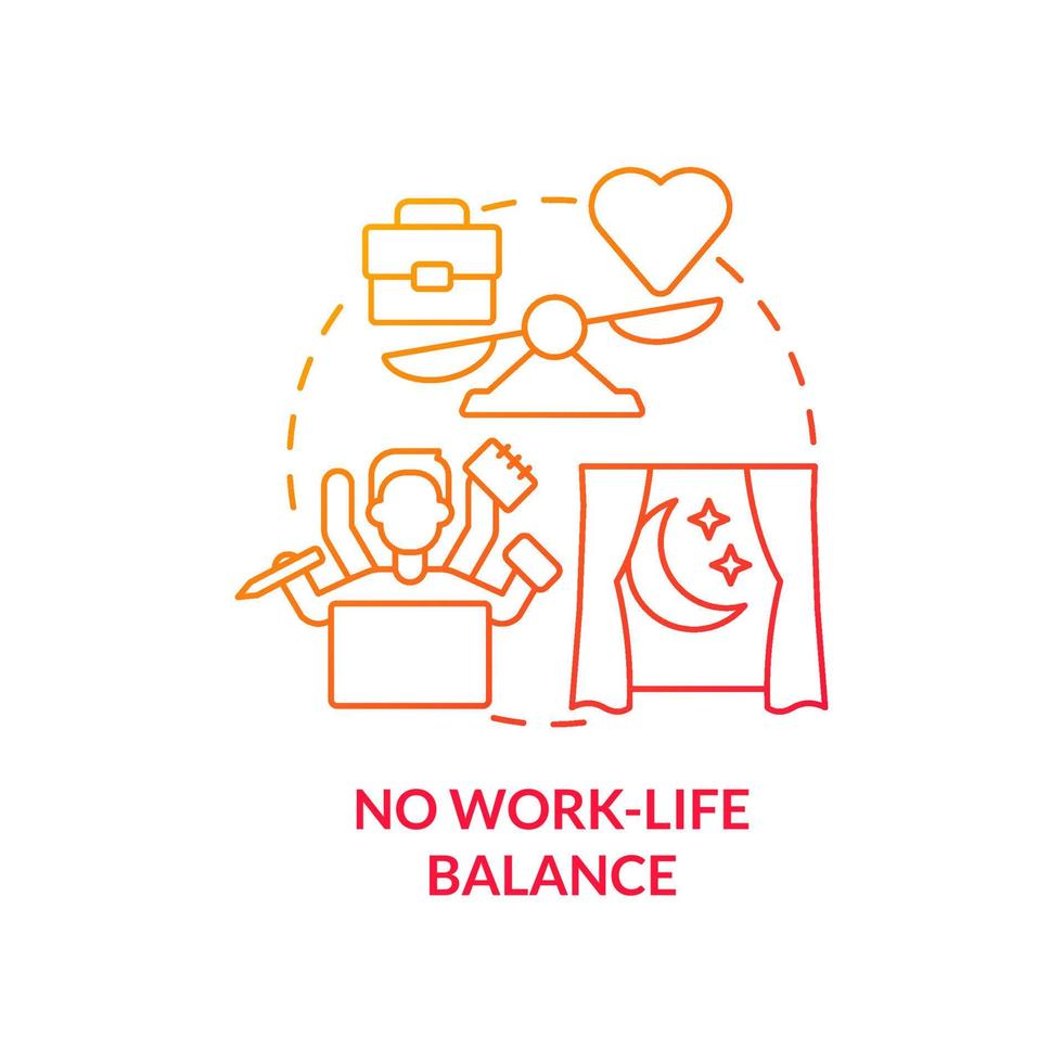 No work life balance red gradient concept icon vector