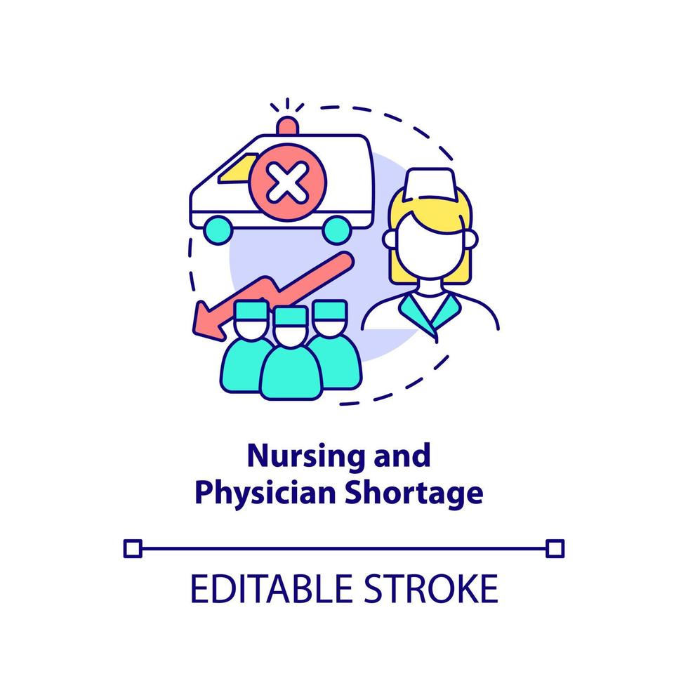 Nursing and physician shortage concept icon vector