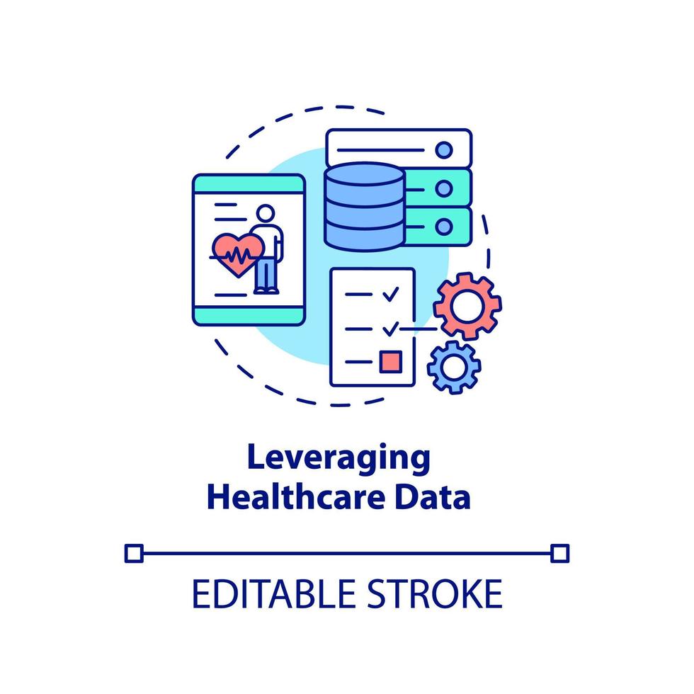 aprovechando el icono del concepto de datos de atención médica vector