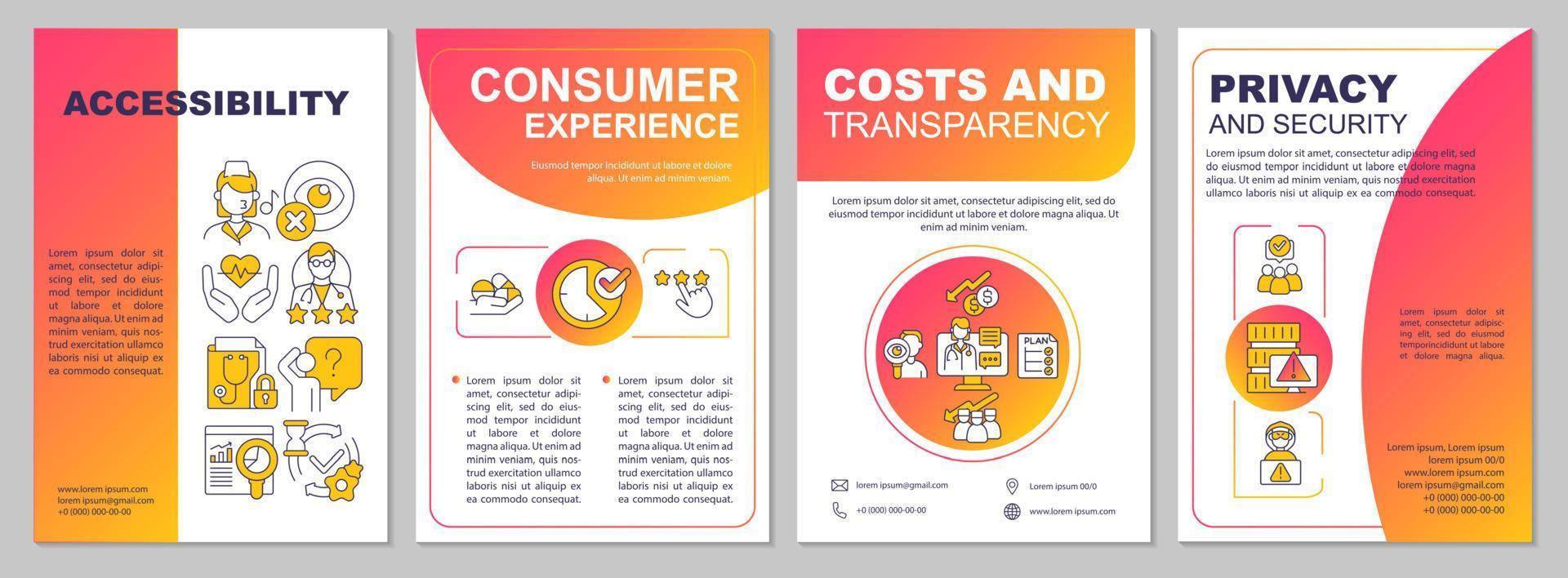 Health care service quality aspects red gradient brochure template vector