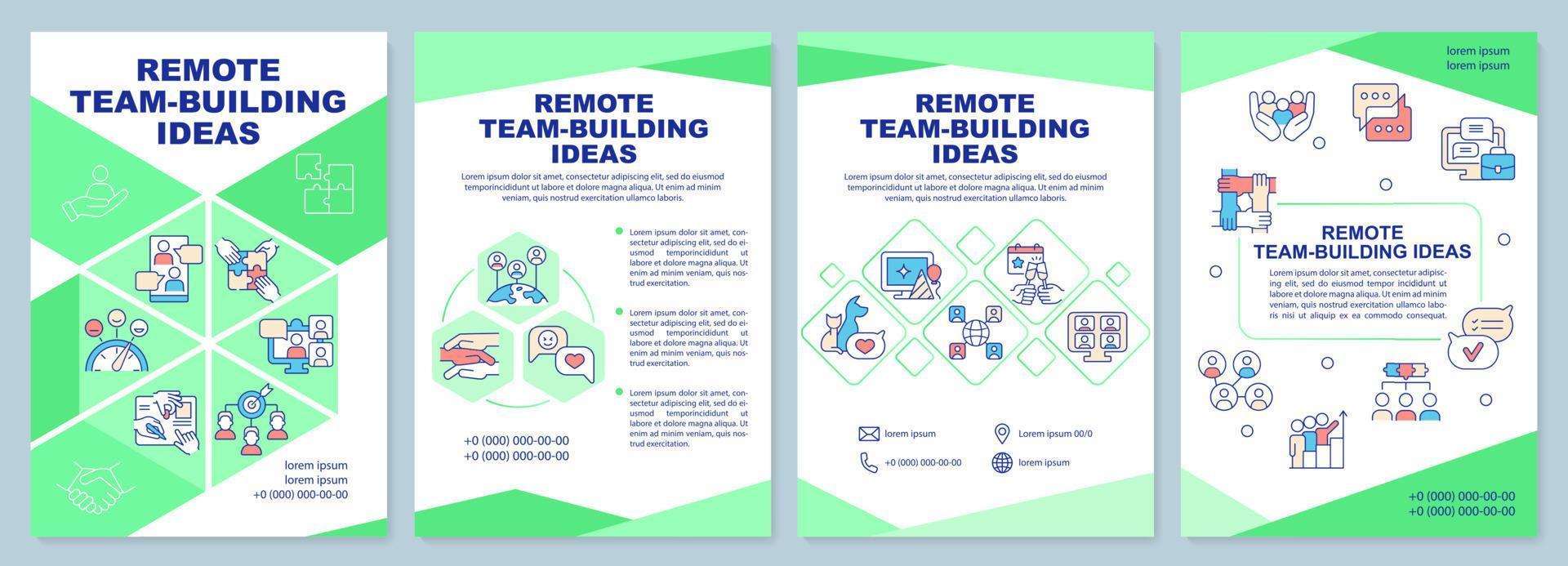 Remote teambuilding ideas green brochure template vector