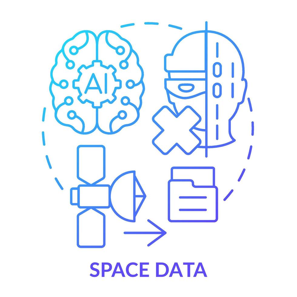 icono de concepto de degradado azul de datos espaciales vector