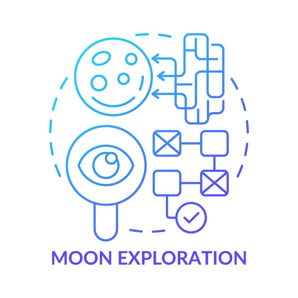 Moon exploration blue gradient concept icon vector