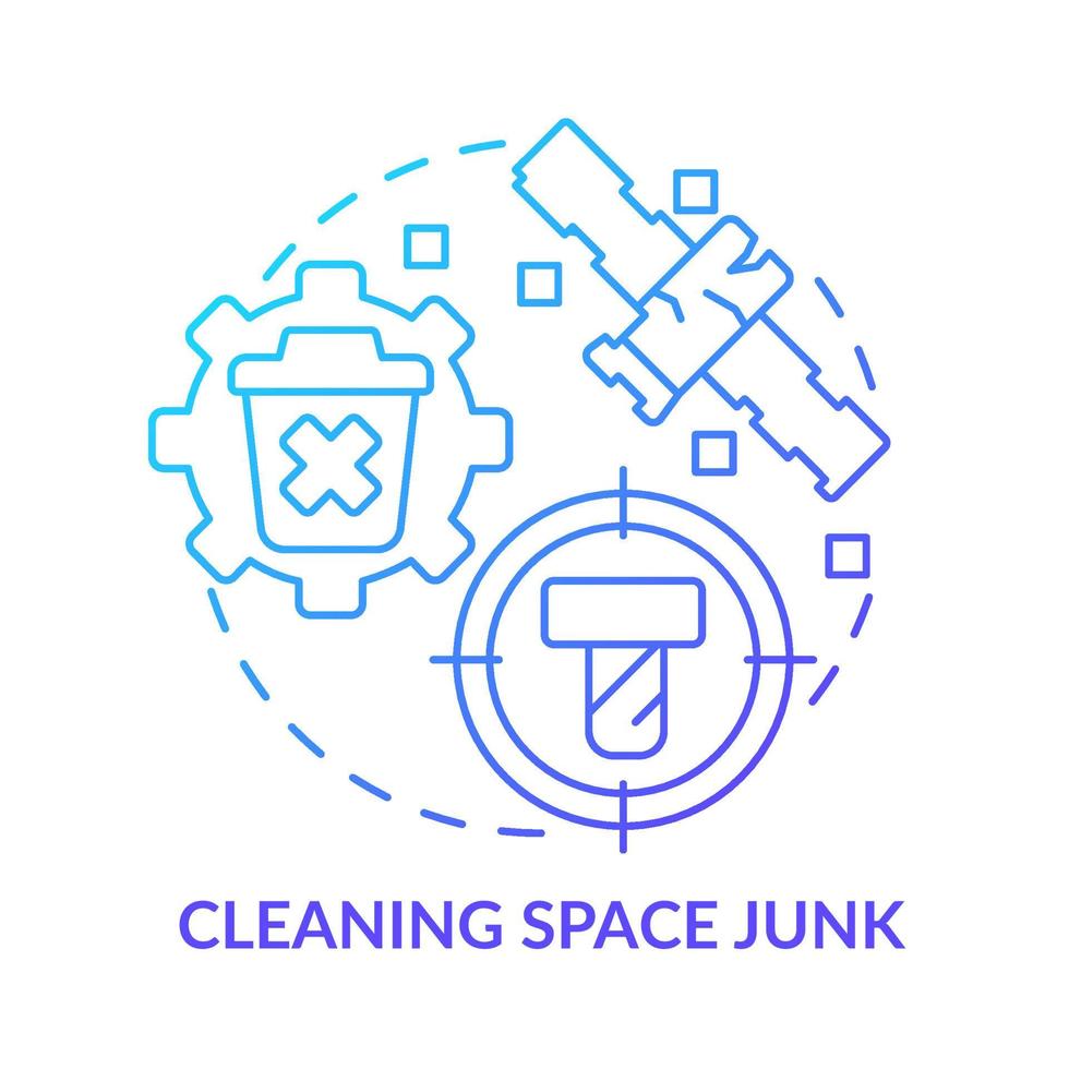 Cleaning space junk blue gradient concept icon vector