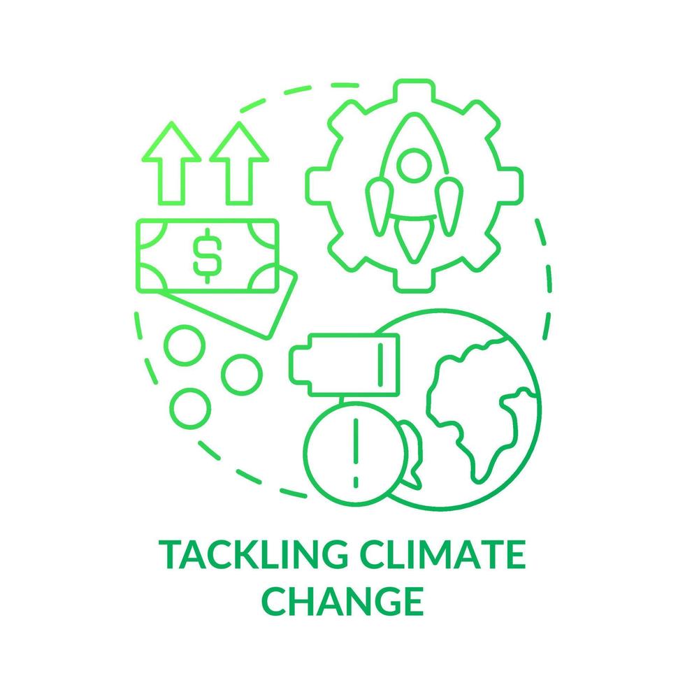 Tackling climate change green gradient concept icon vector