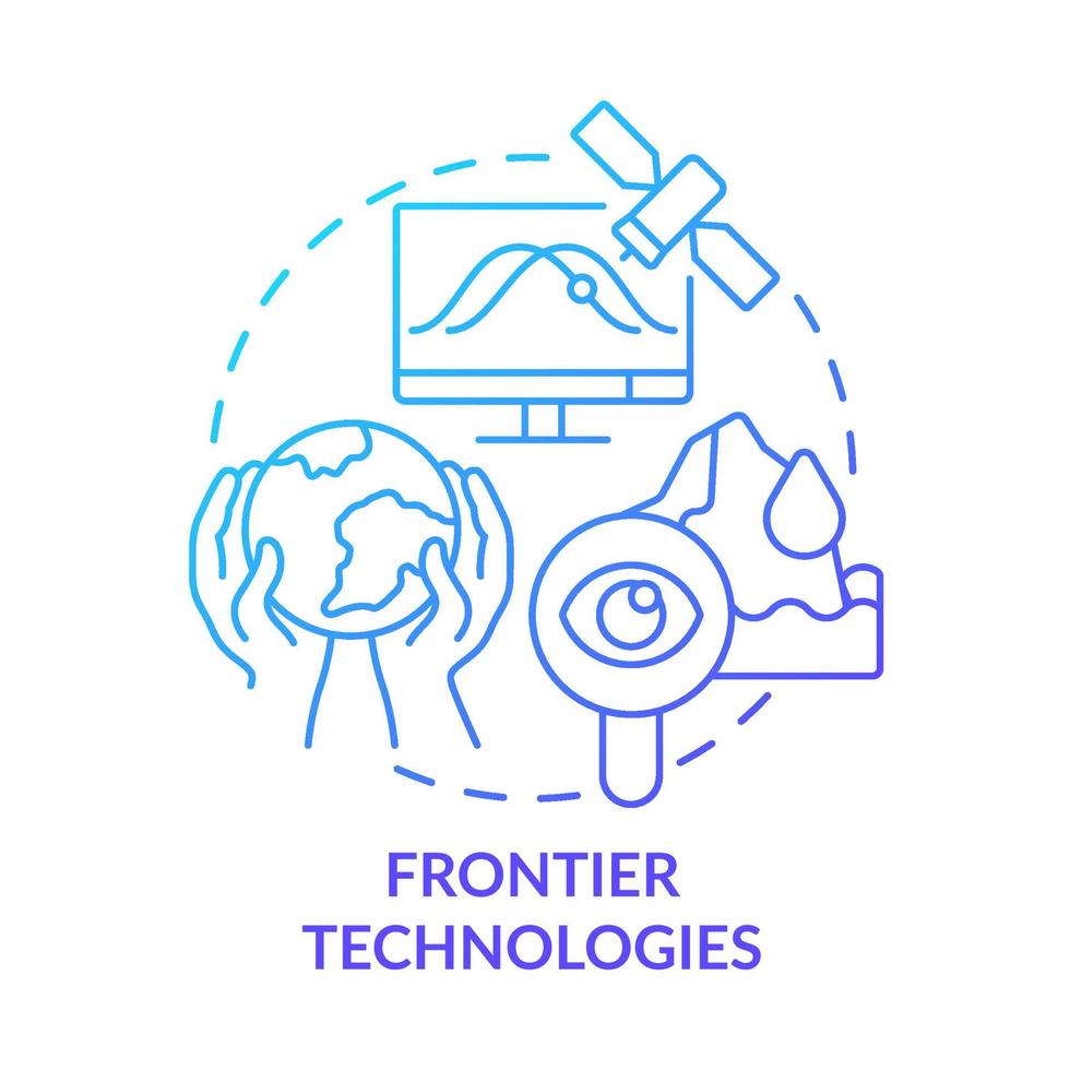 icono de concepto de gradiente azul de tecnología de frontera vector