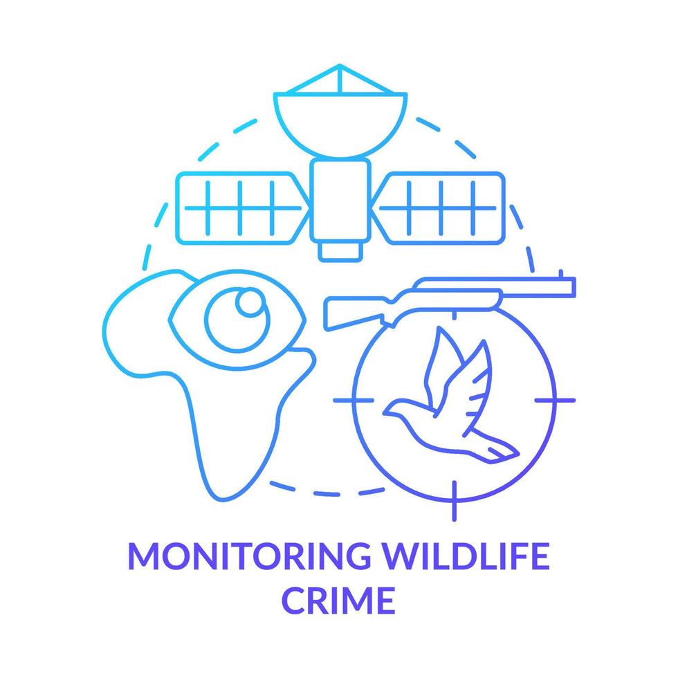 monitoreo de delitos contra la vida silvestre icono de concepto de gradiente azul vector