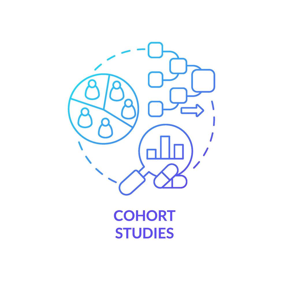Cohort studies blue gradient concept icon vector