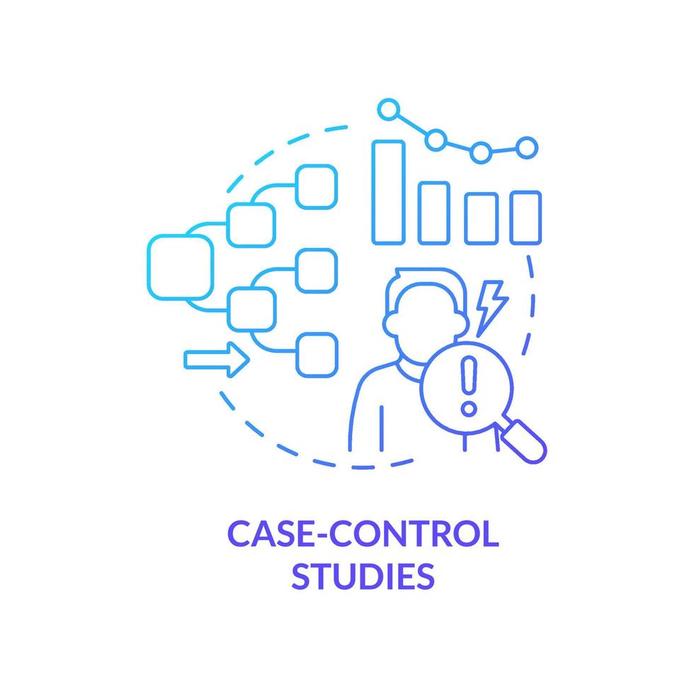 Case-control studies blue gradient concept icon vector