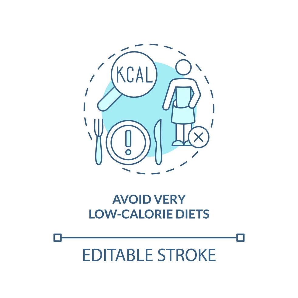 Avoid very low-calorie diets turquoise concept icon vector