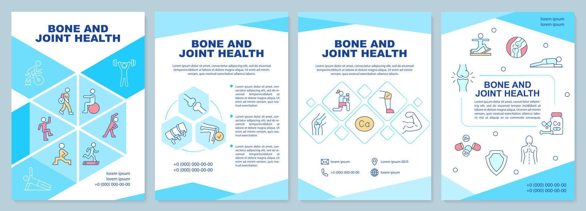 Bone and joint health blue brochure template vector