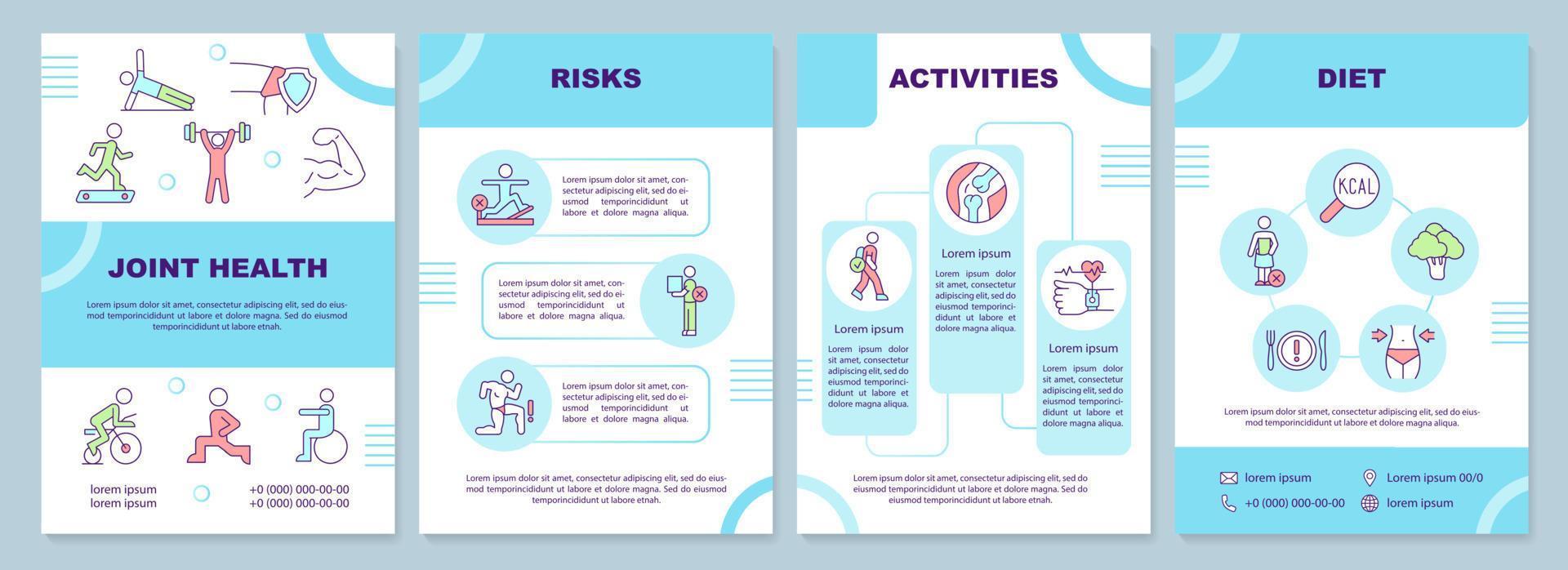 Joint health turquoise brochure template vector