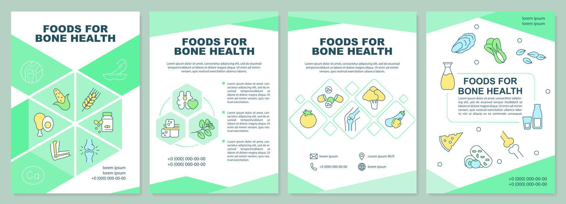 plantilla de folleto verde de alimentos para la salud ósea vector