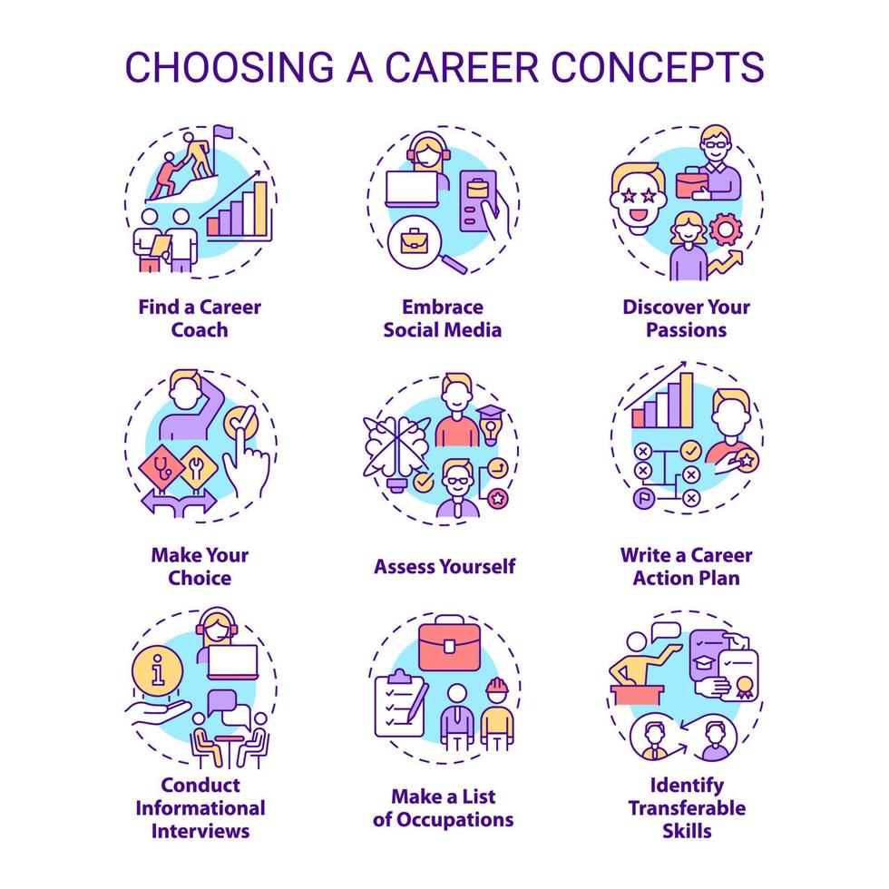 Choosing career concept icons set vector