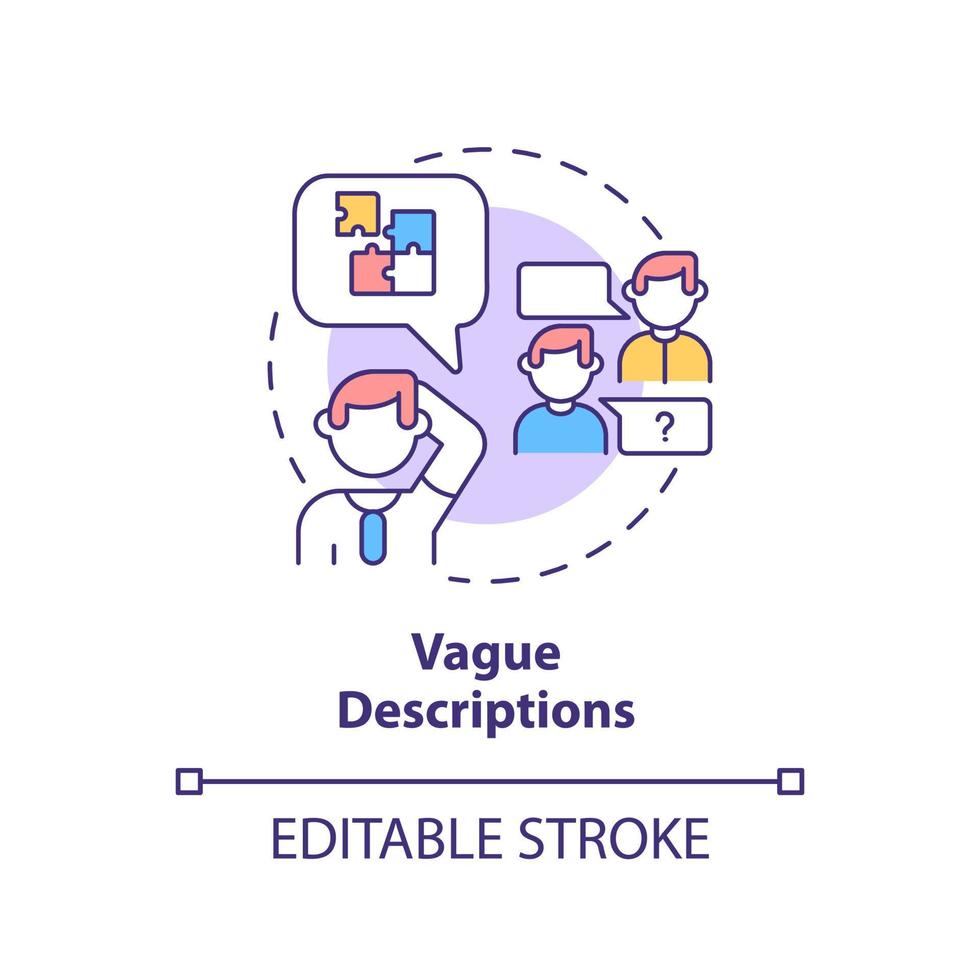 Vague descriptions concept icon vector