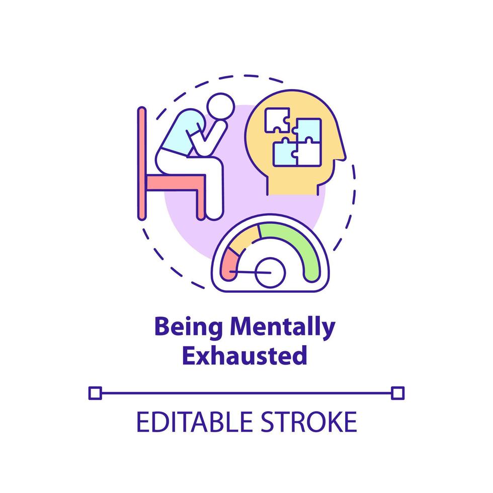 Being mentally exhausted concept icon vector