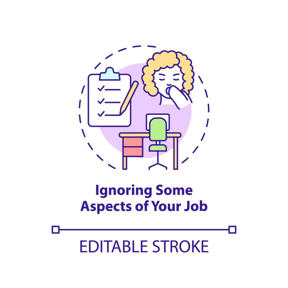 Ignoring some aspects of your job concept icon vector