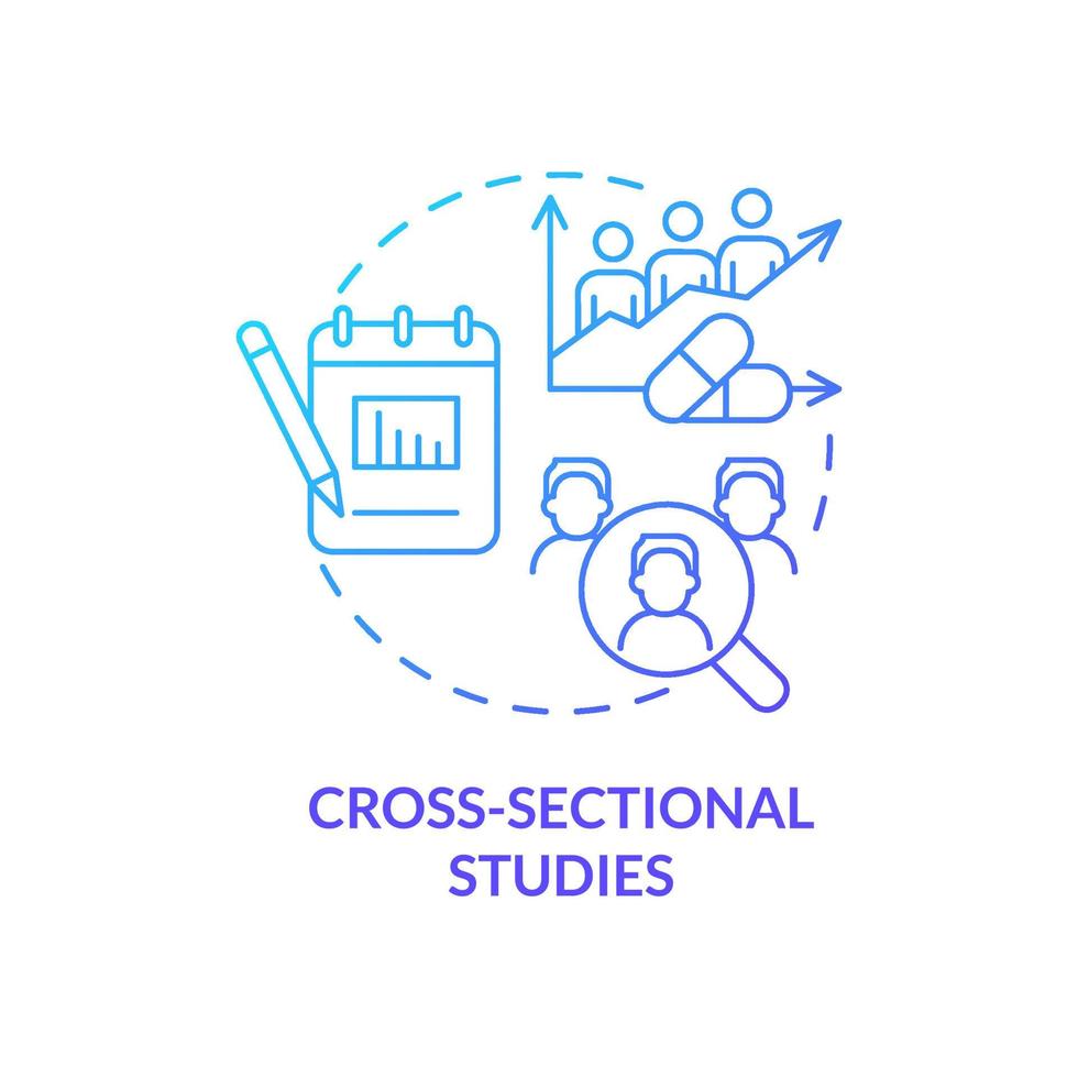 Cross-sectional studies blue gradient concept icon vector