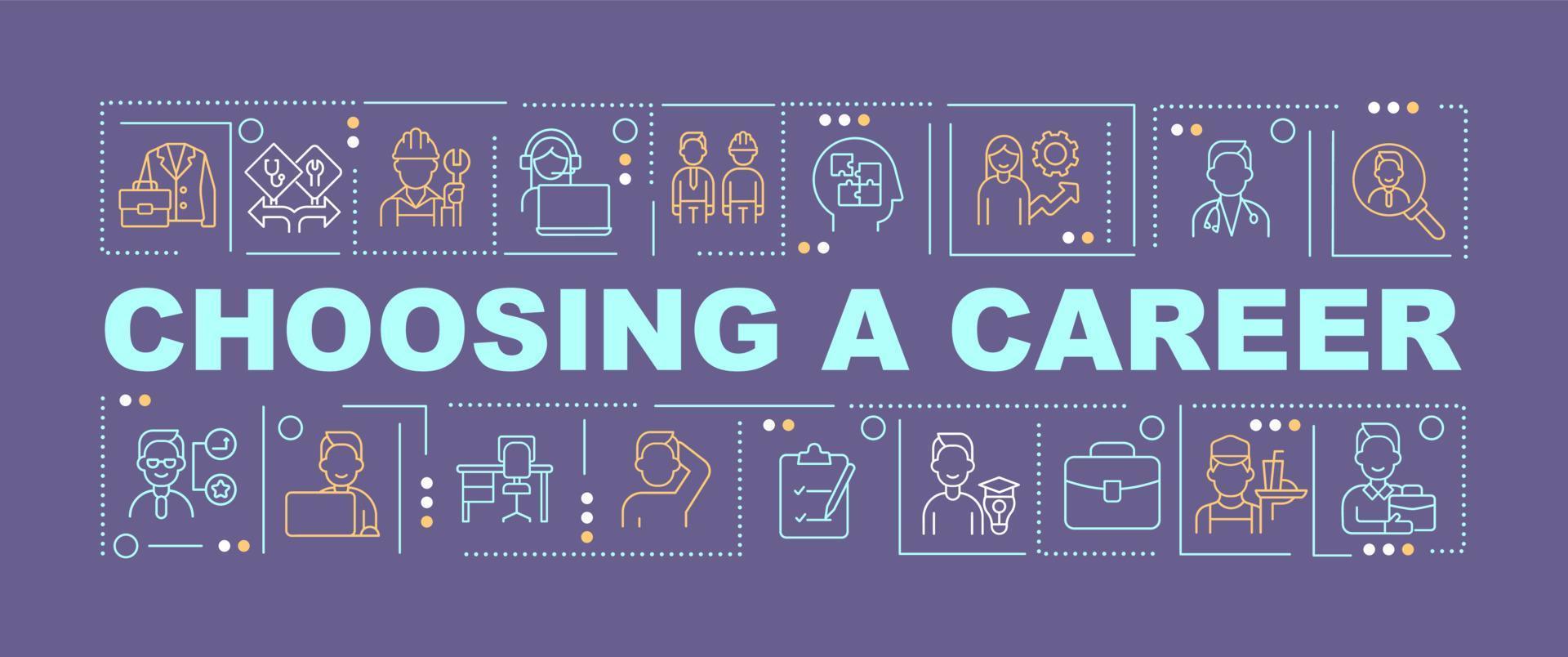 Picking career after high school word concepts dark purple banner vector