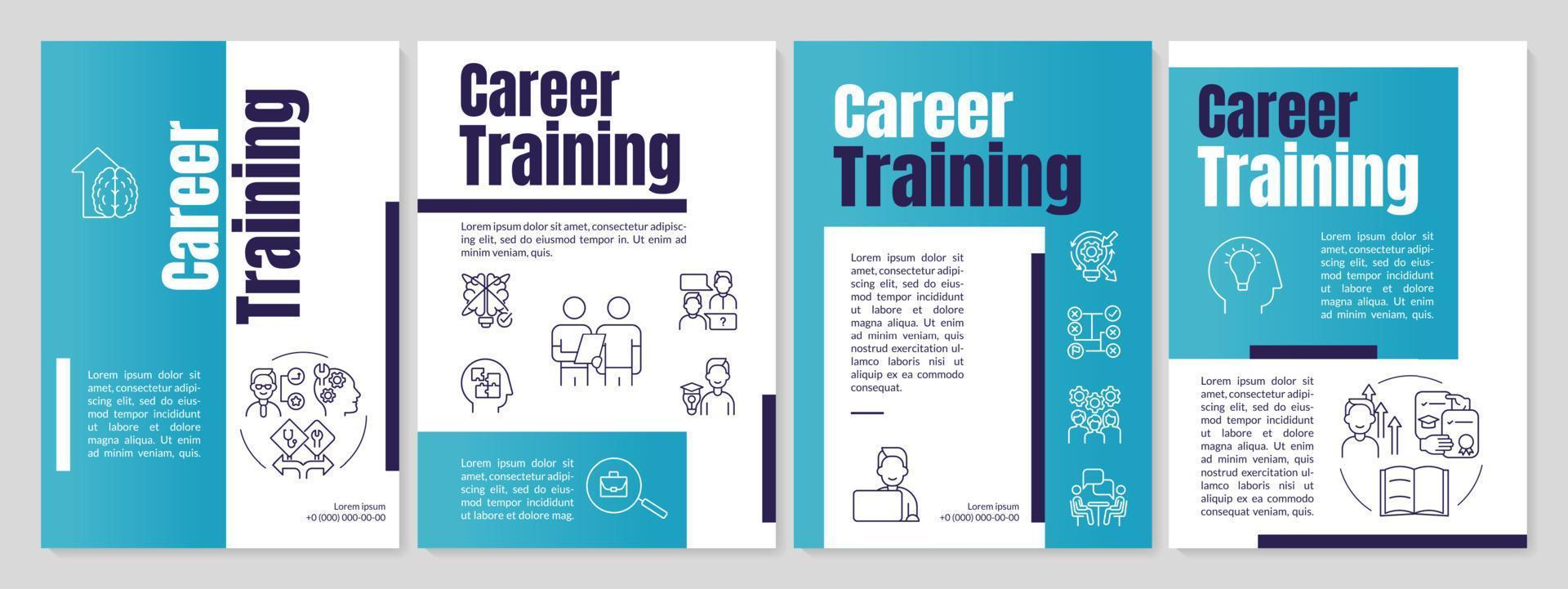 Career training programs cyan brochure template vector