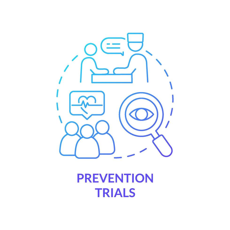 Prevention trials blue gradient concept icon vector
