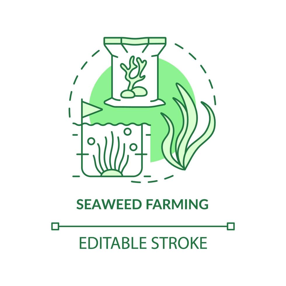 icono de concepto verde de cultivo de algas marinas vector