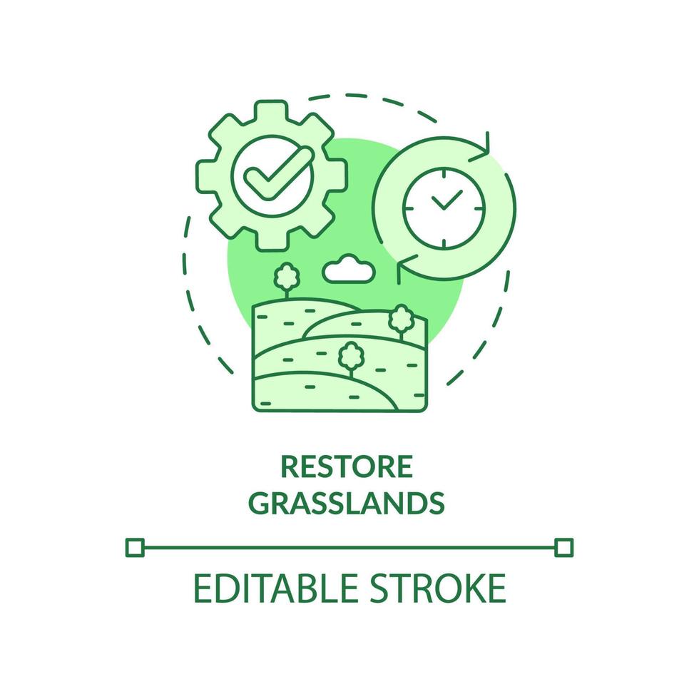 icono de concepto verde de restauración de pastizales vector