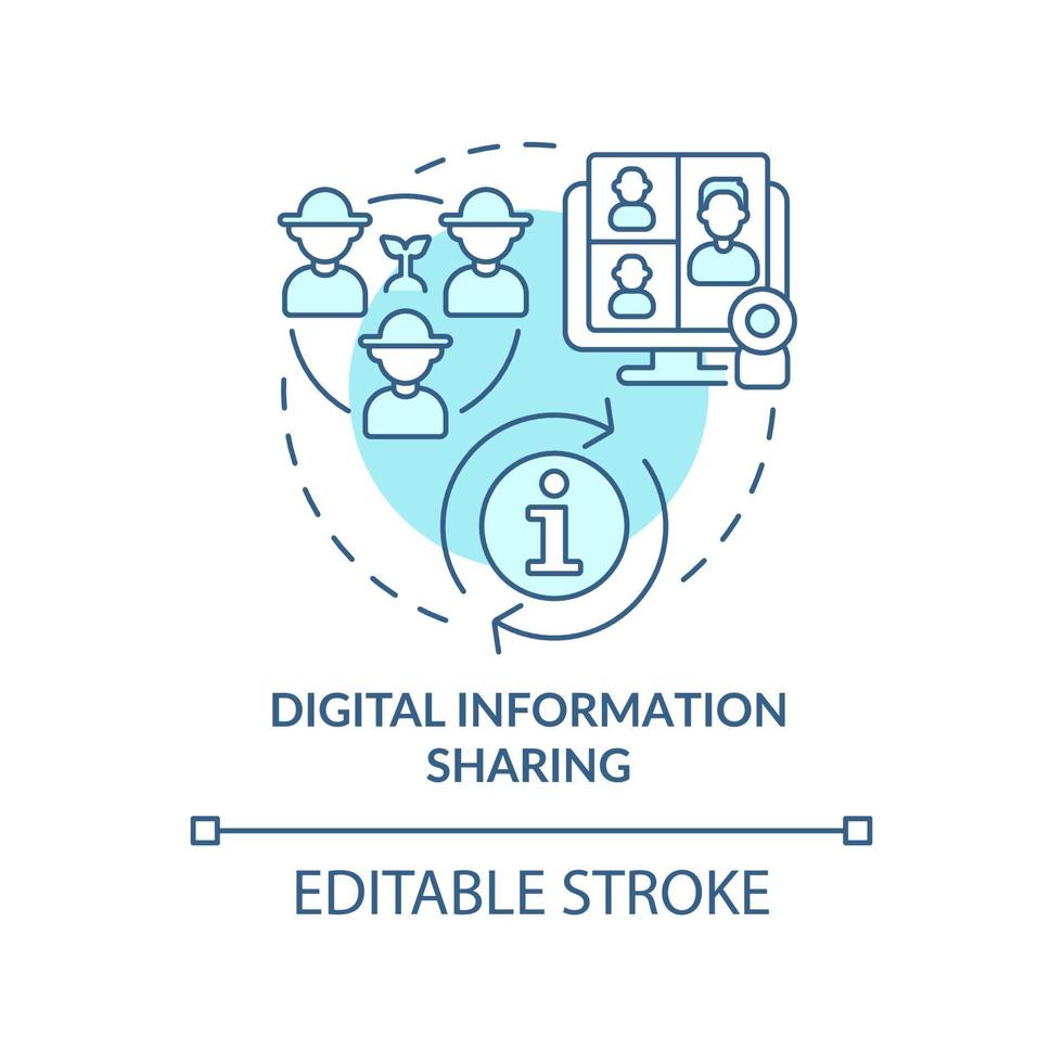 icono de concepto turquesa para compartir información digital vector