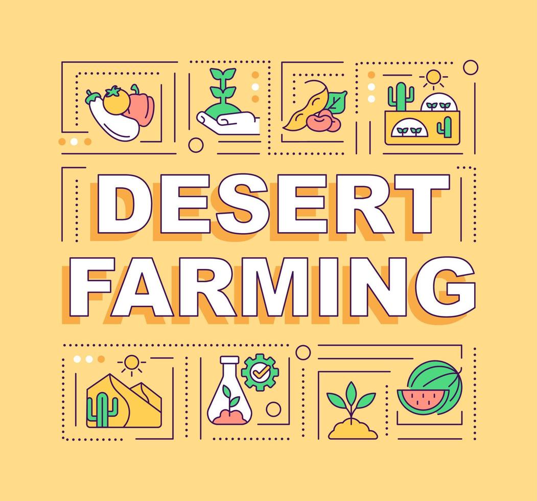 Desert farming word concepts yellow banner vector