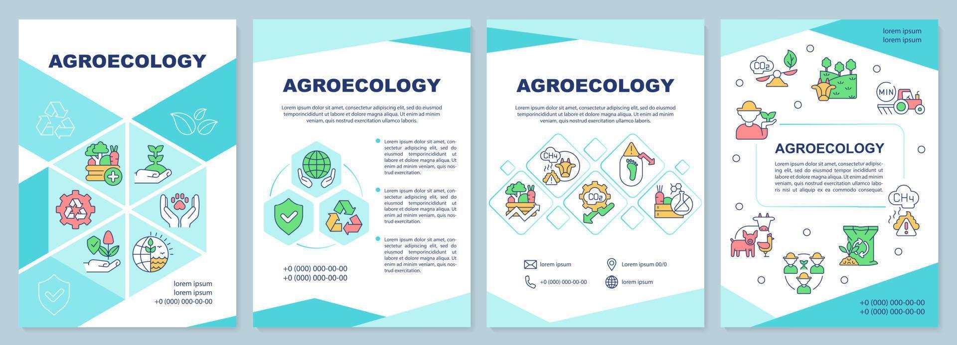 Agroecology blue brochure template vector