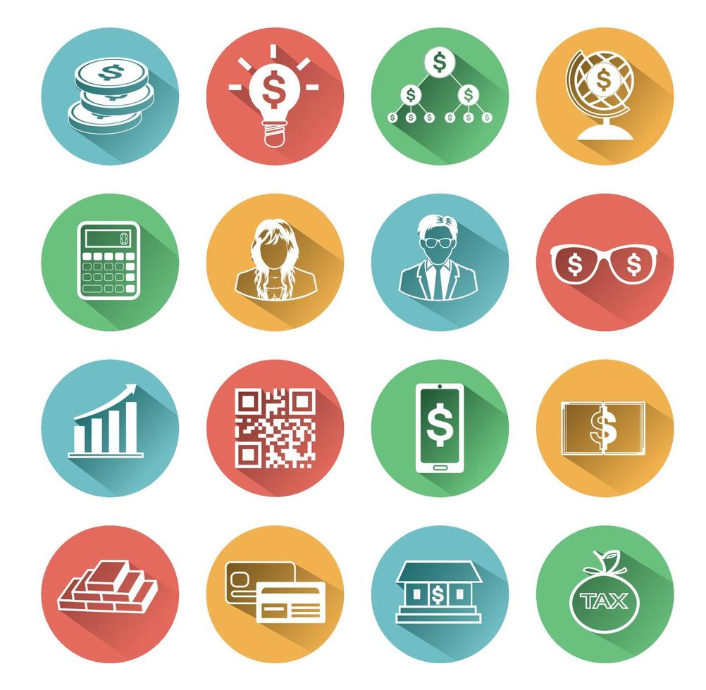 White object business icons set vector