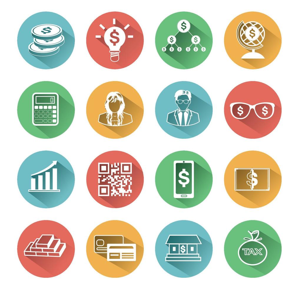 White object business icons set vector