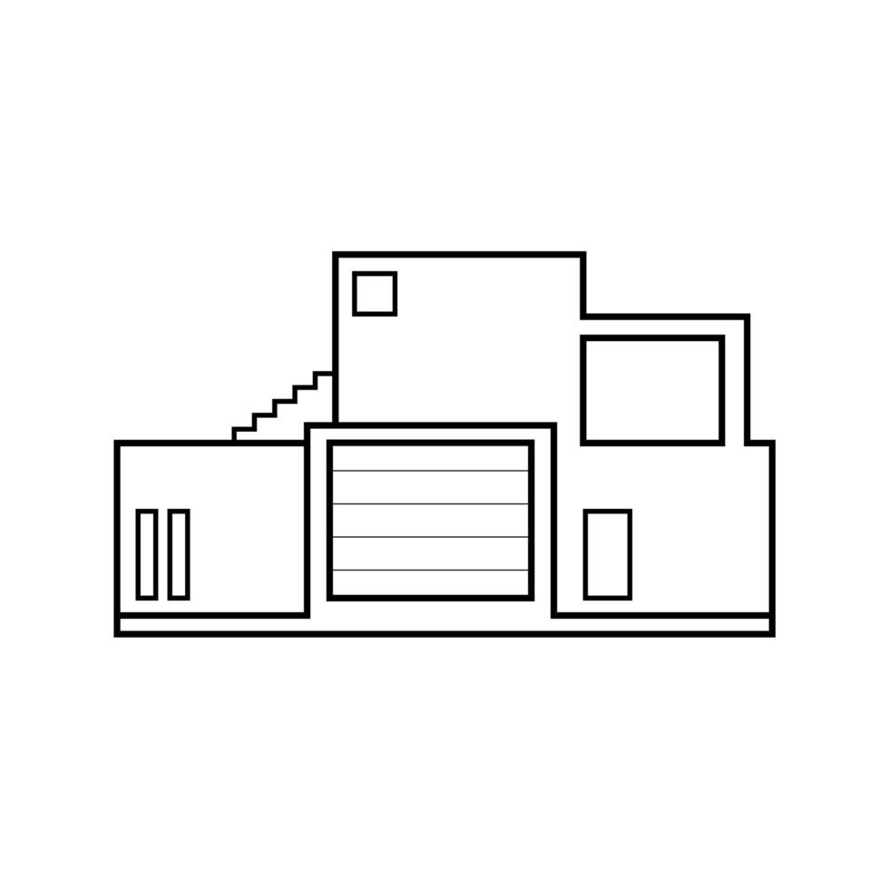 Abstract icon outline, modern office building vector illustration