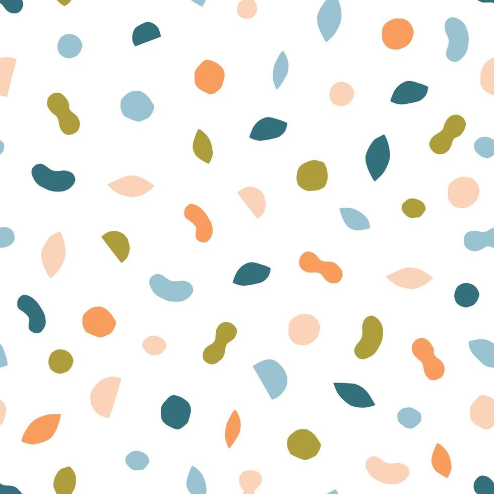 Seamless texture with different modern shapes. Creative pattern with paper cut geometrical figures. Multicolored background vector