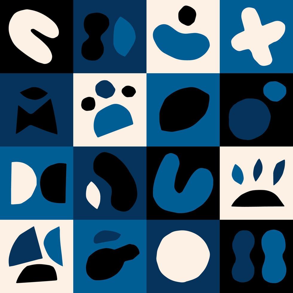 Abstract seamless pattern. Vector simple texture with paper cut out modern shapes and squares. Beautiful background in minimalistic style